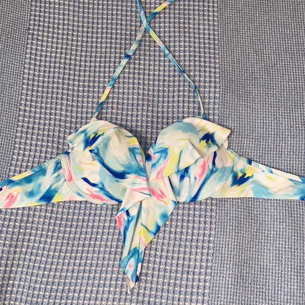 Hollister Multi Watercolor Bikini Top Size Small